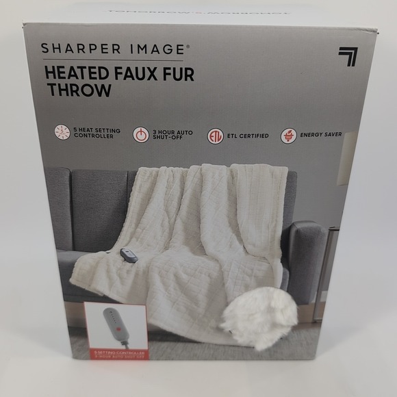 Sharper Image Other - Sharper‎ Image Heated Faux Fur Throw 50in x60in - Cream - New in Box